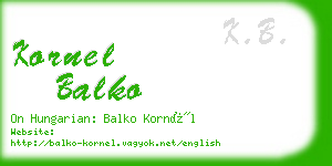 kornel balko business card